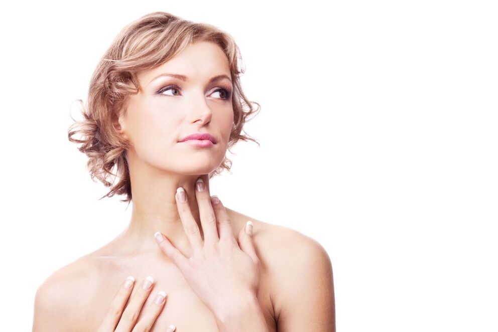 A girl with smooth neck and décolleté skin after rejuvenation procedures